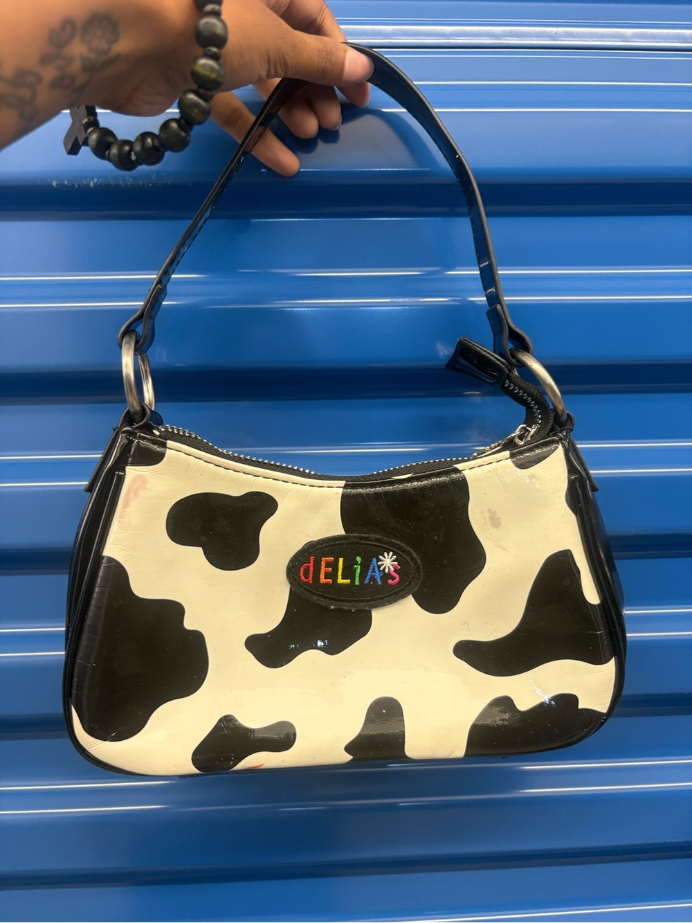 dELiA*s Cow Print Patent Shoulder Bag